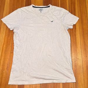 Hollister-co Men's White and Cream T-shirt